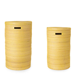 Gul bambuskurv med låg