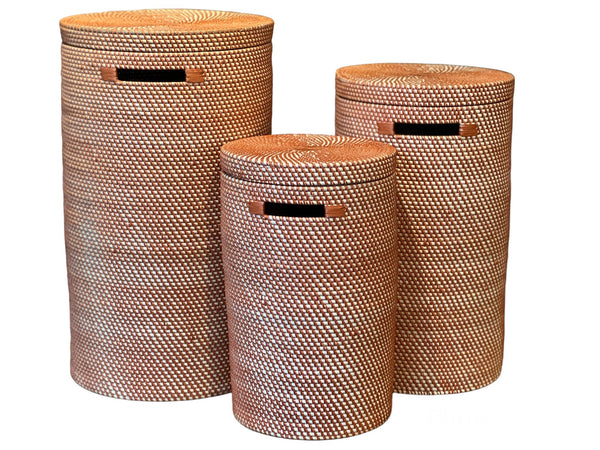 Terracotta bambuskurv med låg