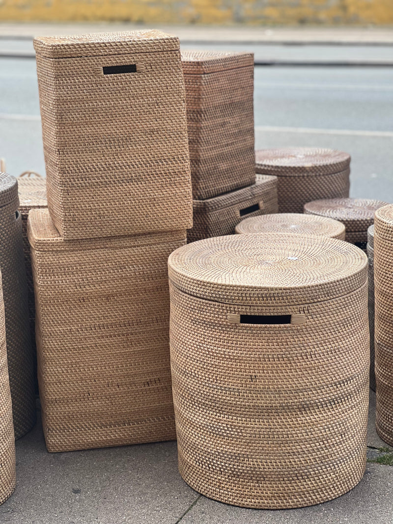 XL natur bambuskurv med låg Ø48